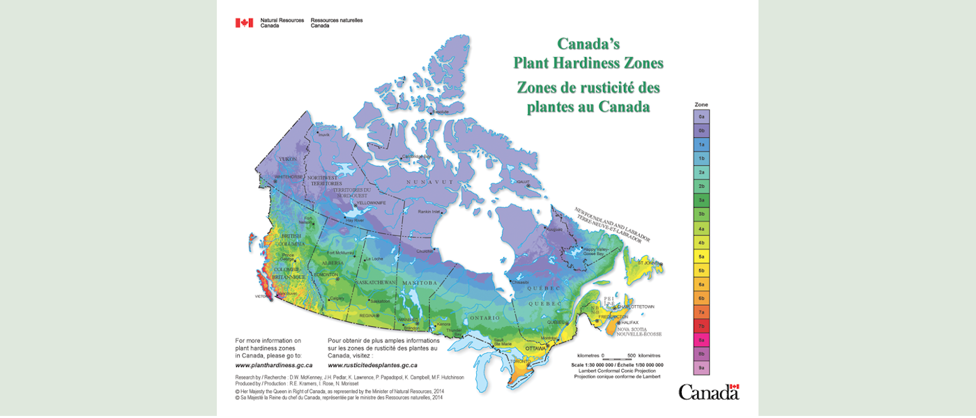 Canada Plant Hardiness Zones Map from Natural Resources Canada