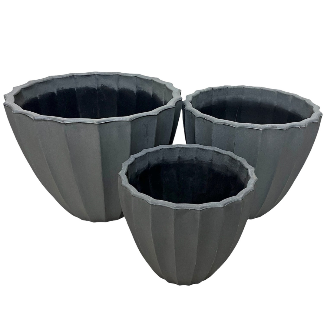 Eco Plastic Scalloped Pot Slate